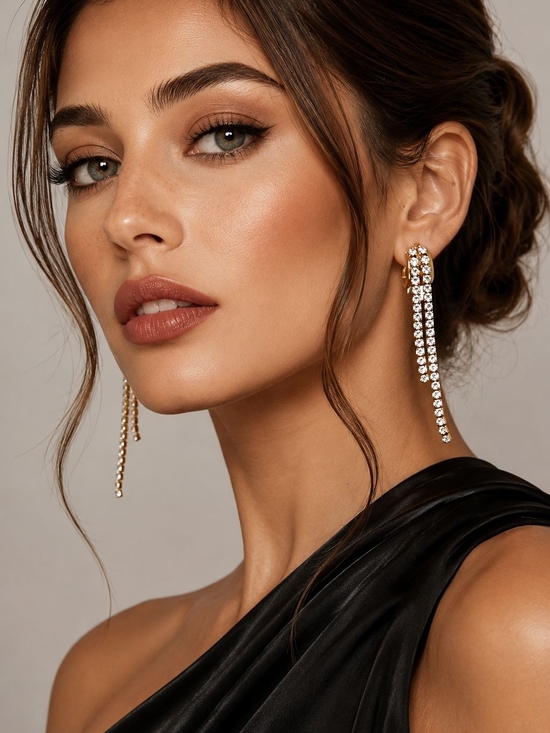 Anthropologie Jewelry - Gold Crystal Cascade Drop Earrings